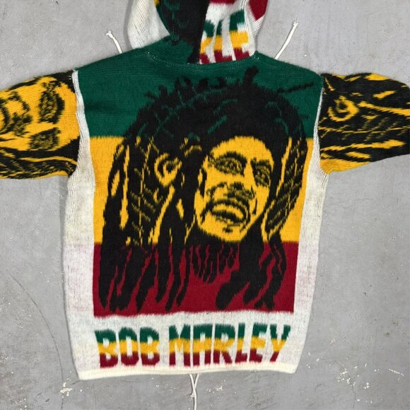 Vintage Artesanias Tuntaquimba Bob Marley Wool Knit Hoodie Hand Made Zip Medium - Picture 10 of 10
